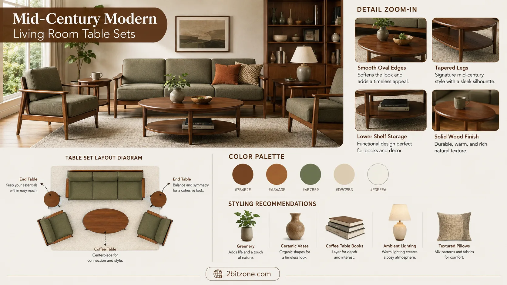 Mid Century Modern Living Room Table Sets