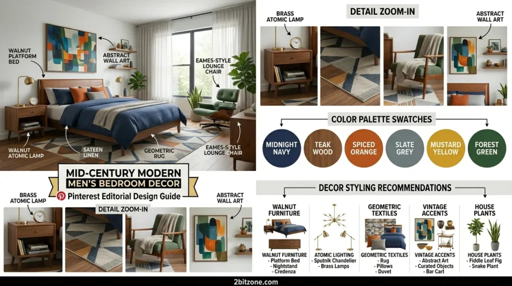 Mid Century Modern Mens Bedroom Decor