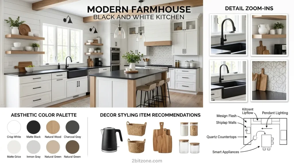 Modern Farmhouse Black And White Kitchen