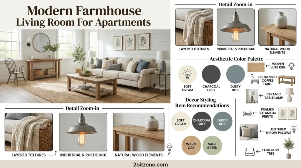 Modern Farmhouse Living Room For Apartments
