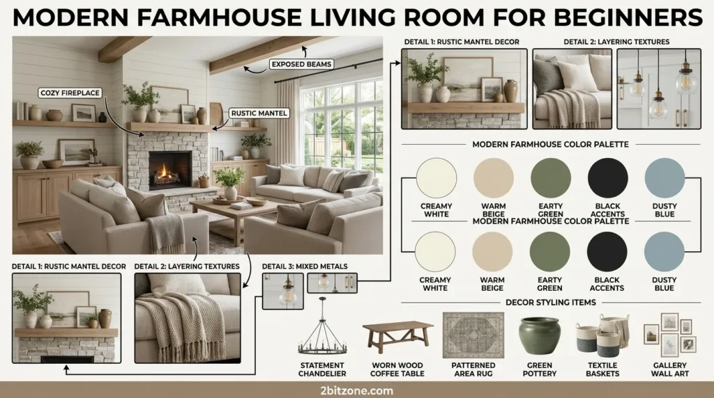 Modern Farmhouse Living Room For Beginners 2