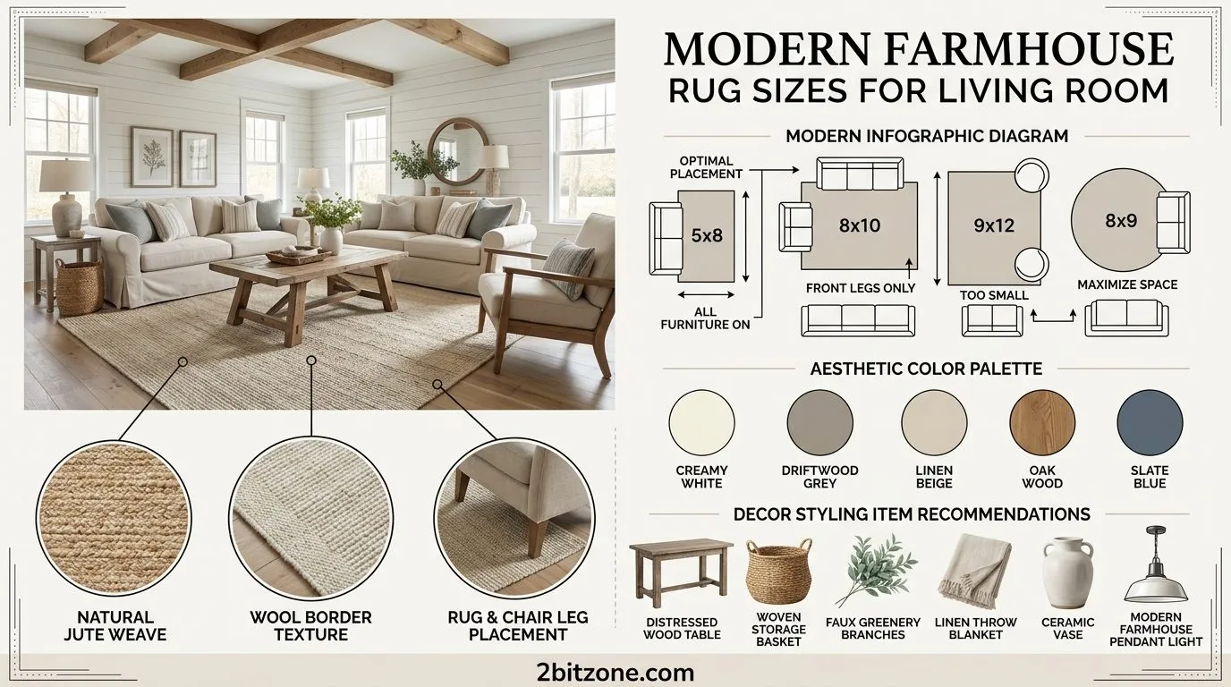 Modern Farmhouse Rug Sizes For Living Room