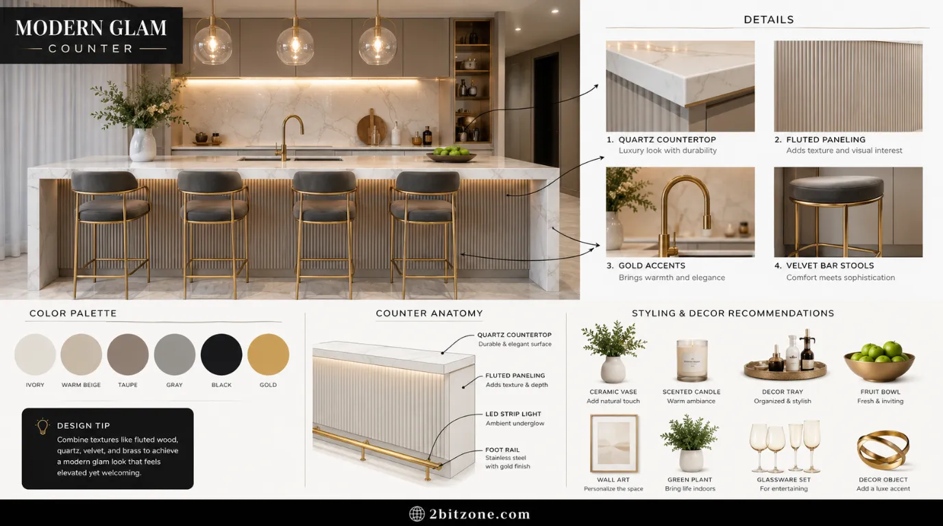 Modern Glam Counter Kitchen Counter Decor