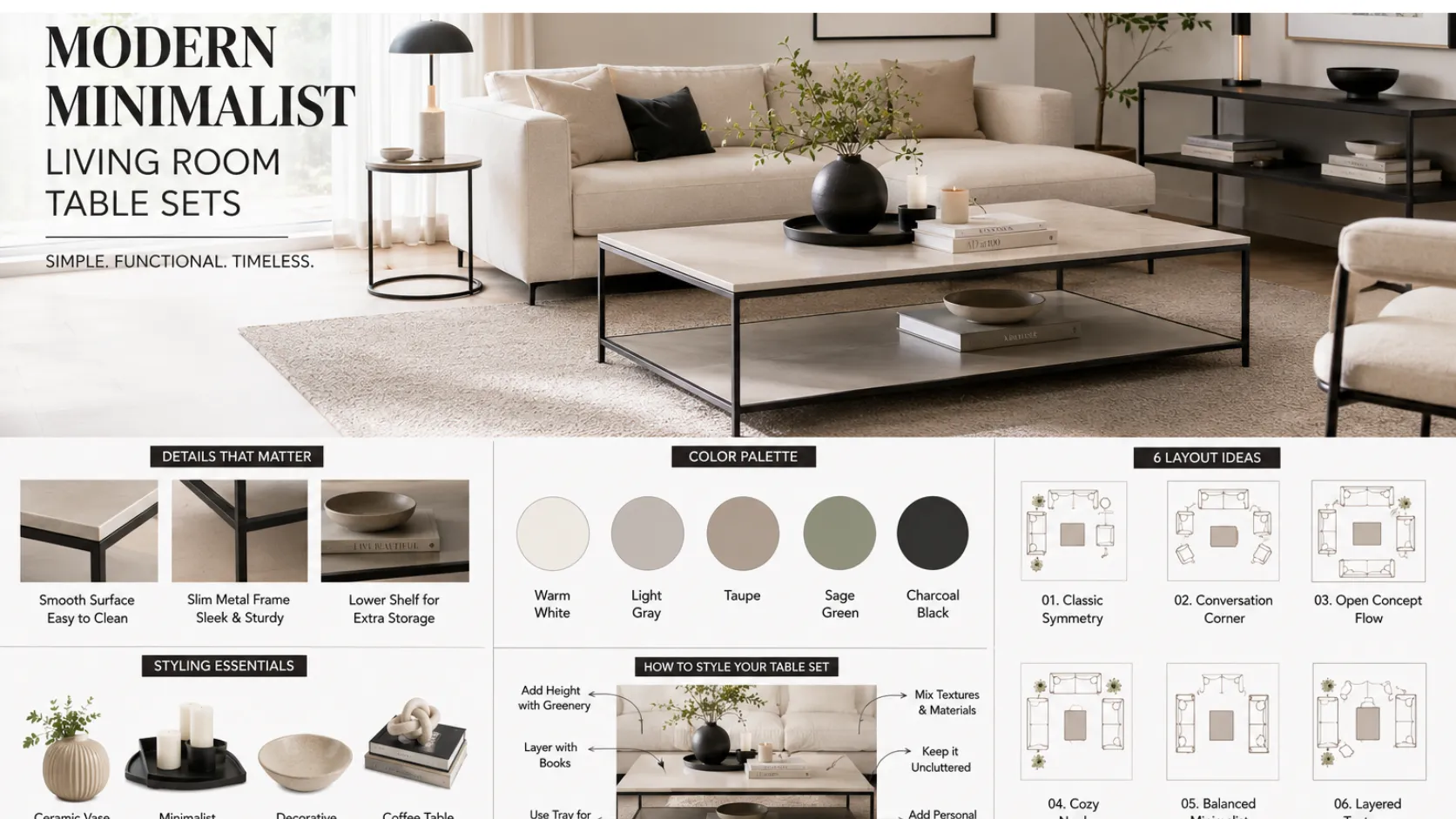 Modern Minimalist Living Room Table Sets