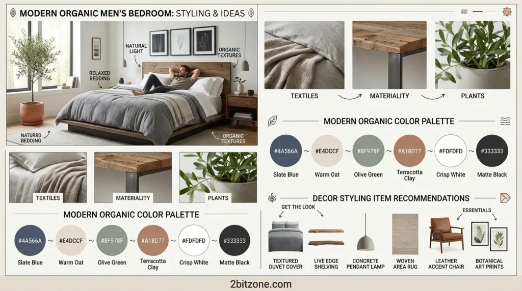 Modern Organic Mens Bedroom Decor