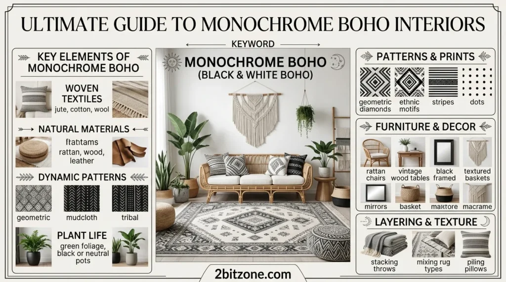 Monochrome Boho Black White Boho