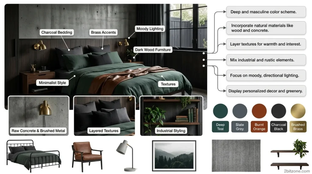 Moody Dark Mens Bedroom Decor