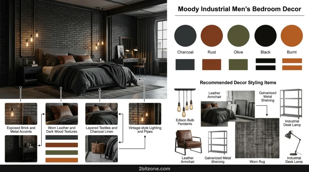 Moody Industrial Mens Bedroom Decor
