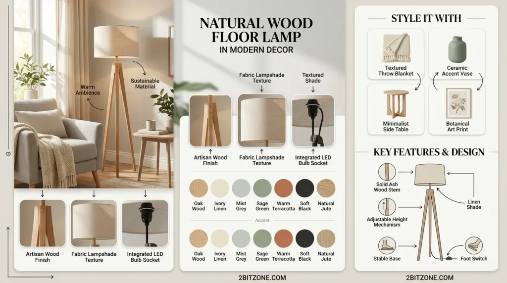 Natural Wood Floor Lamp