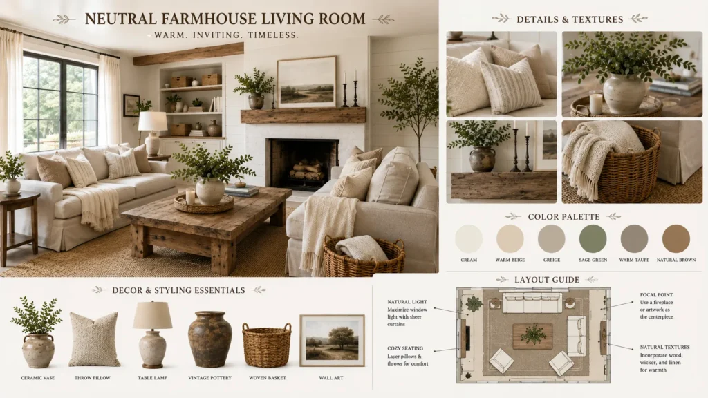Neutral Farmhouse Living Room