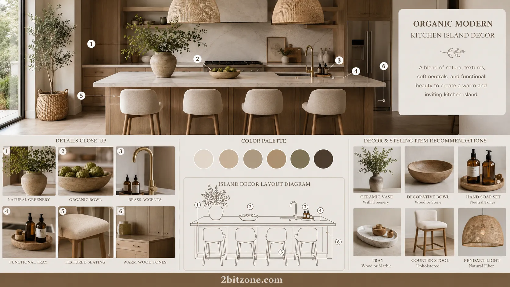Organic Modern Kitchen Island Decor