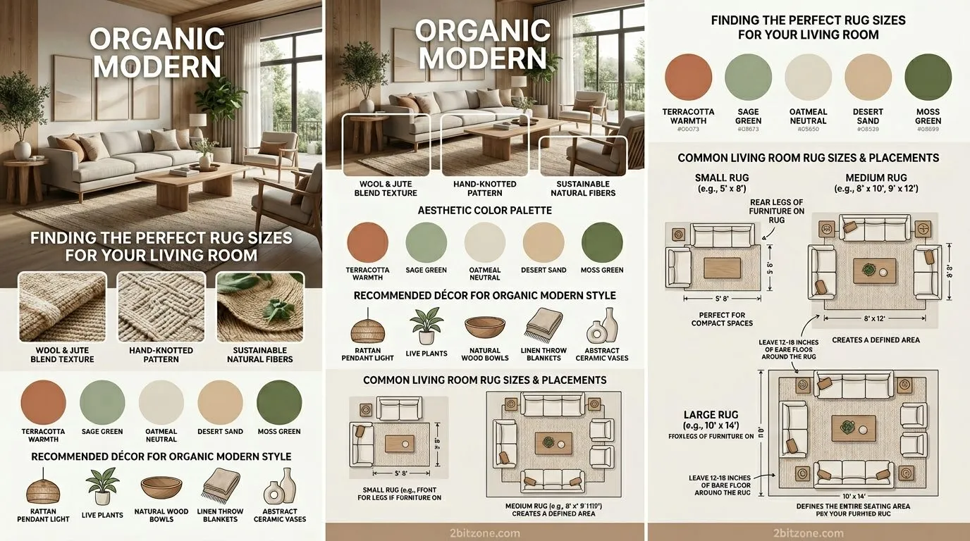 Organic Modern Rug Sizes For Living Room