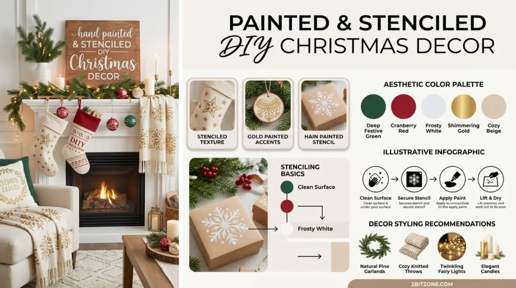 Painted Stenciled Diy Christmas Decor