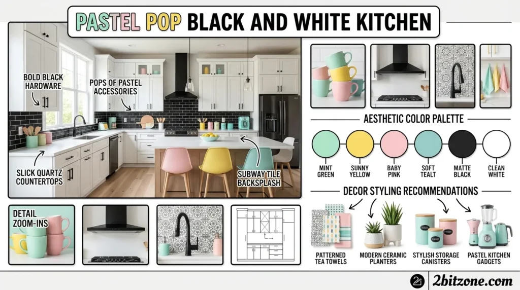 Pastel Pop Black And White Kitchen