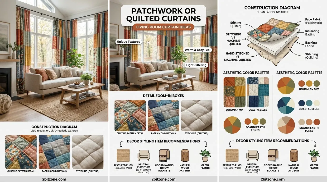 Patchwork Or Quilted Curtains Living Room Curtain Ideas