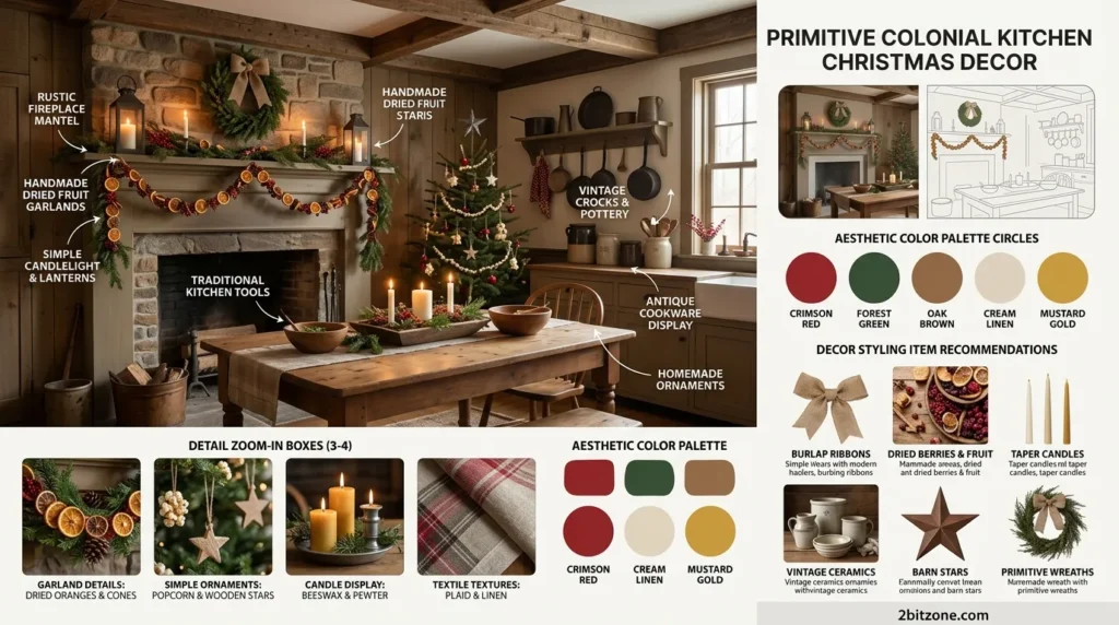 Primitive Colonial Kitchen Christmas Decor kitchen christmas decor