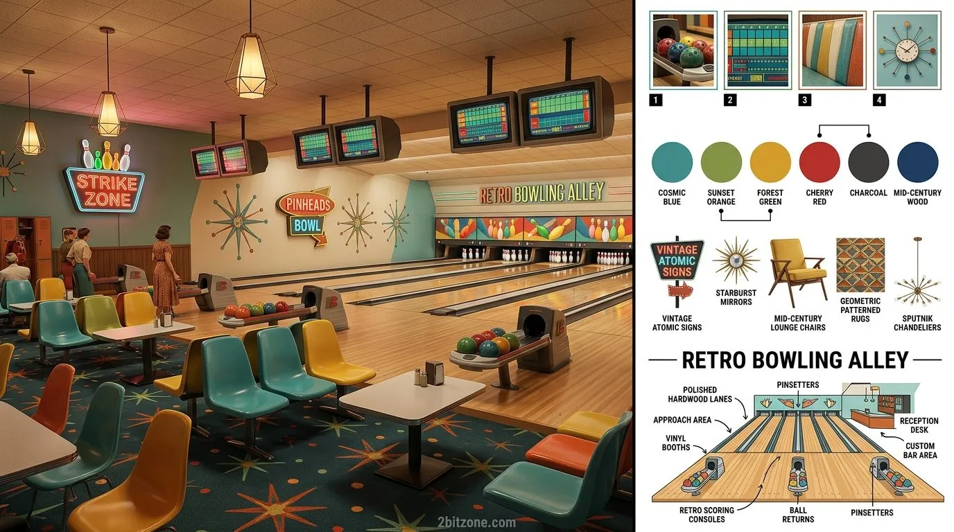 Retro Bowling Alley Rug Sizes For Living Room
