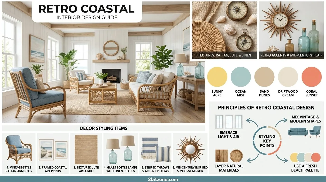Retro Coastal Coastal Living Room