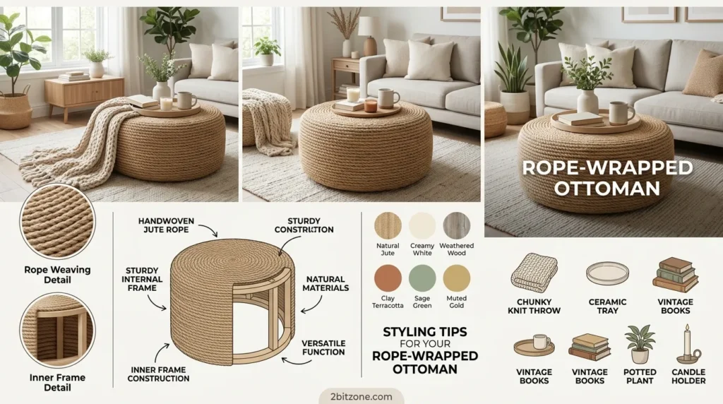 Rope Wrapped Ottoman