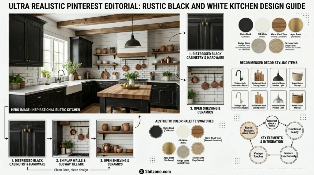 Rustic Black And White Kitchen