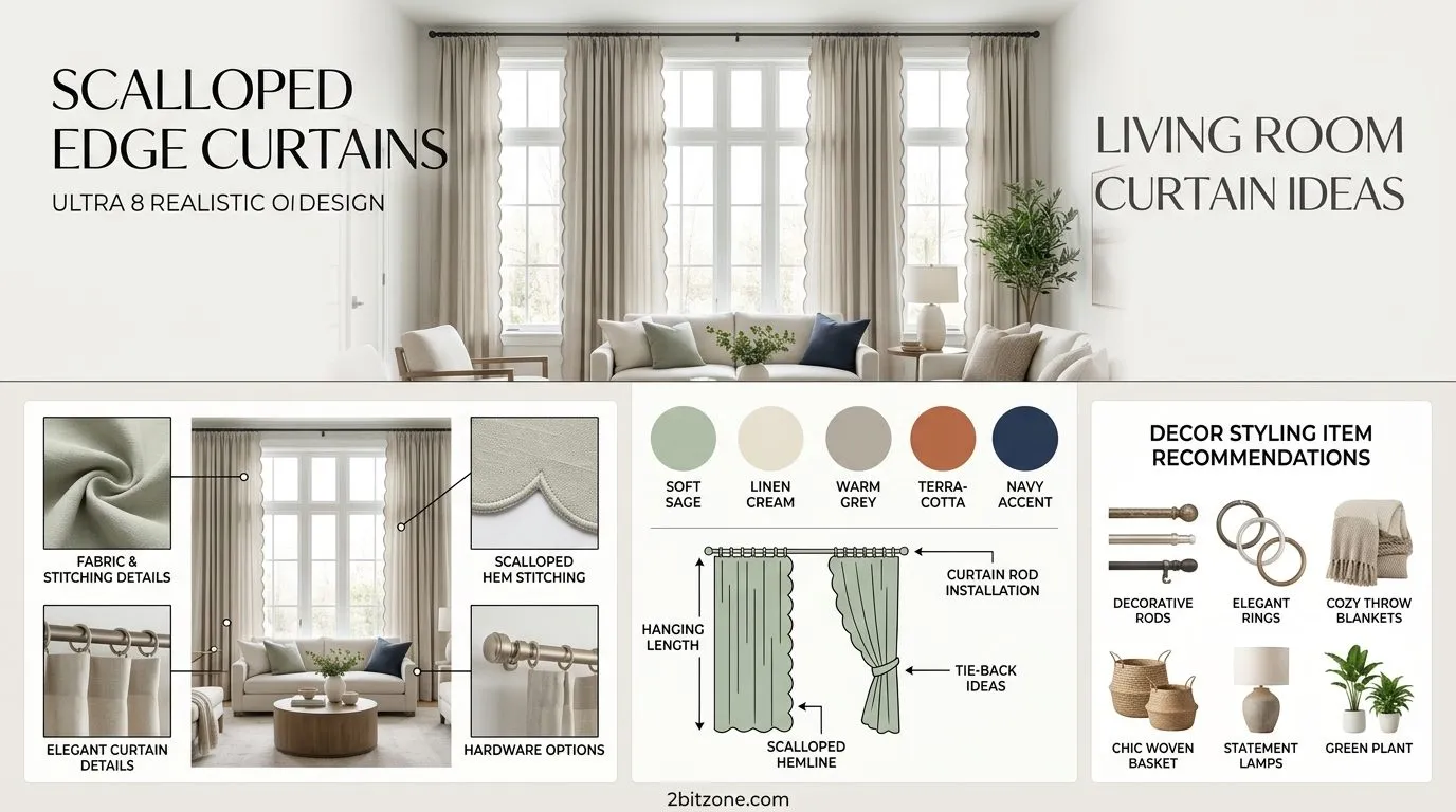 Scalloped Edge Living Room Curtain Ideas