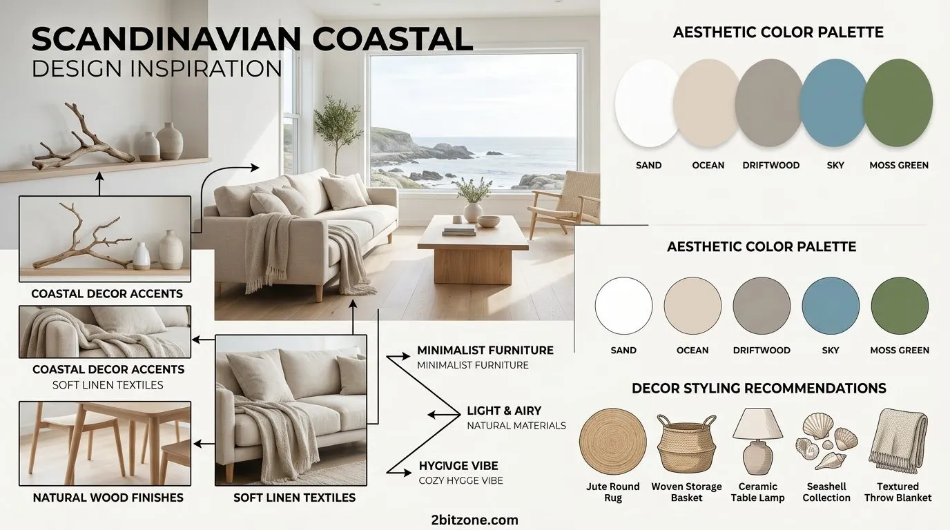 Scandinavian Coastal Coastal Living Room