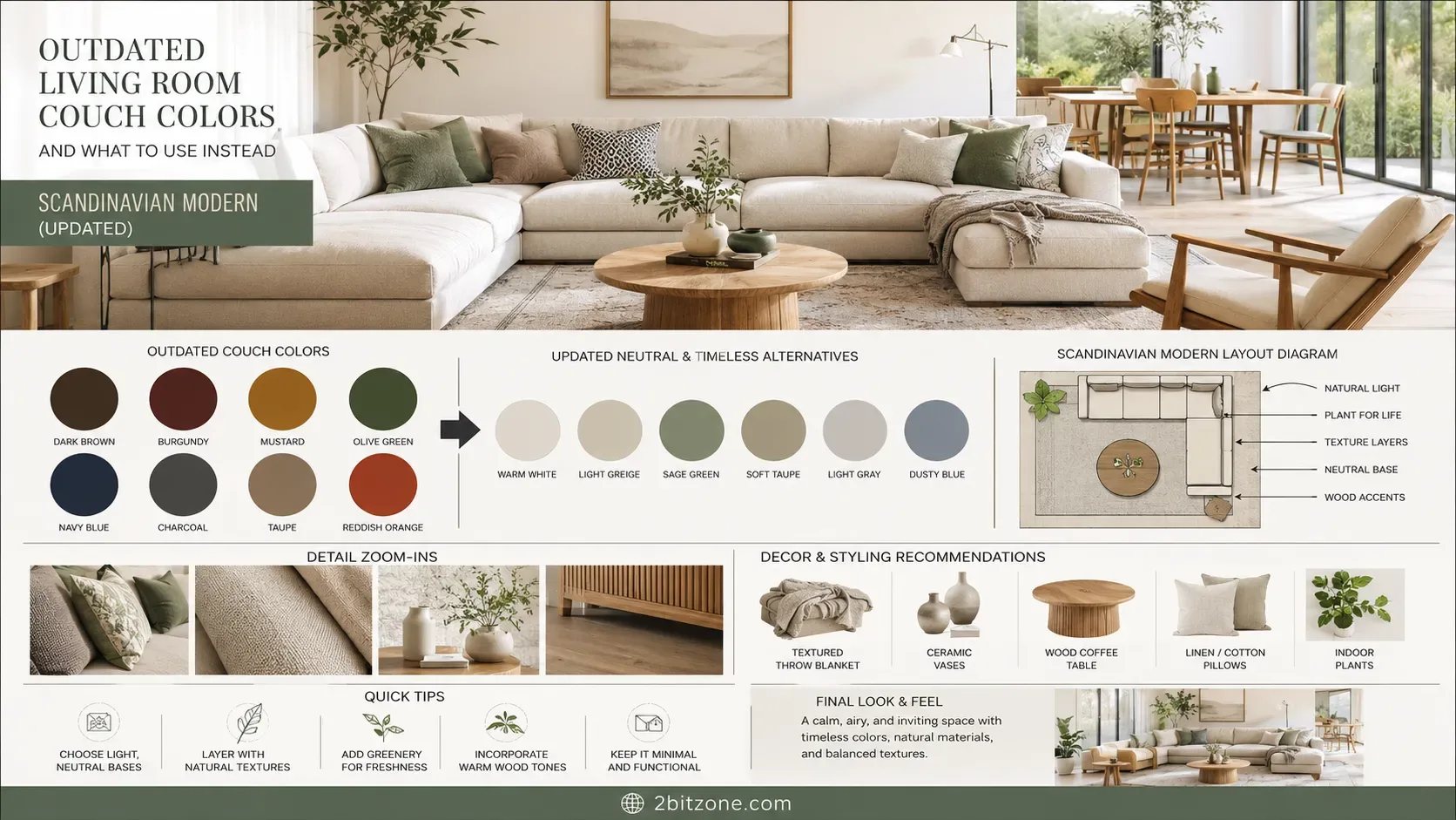 Scandinavian Modern Outdated Living Room Couch Colors