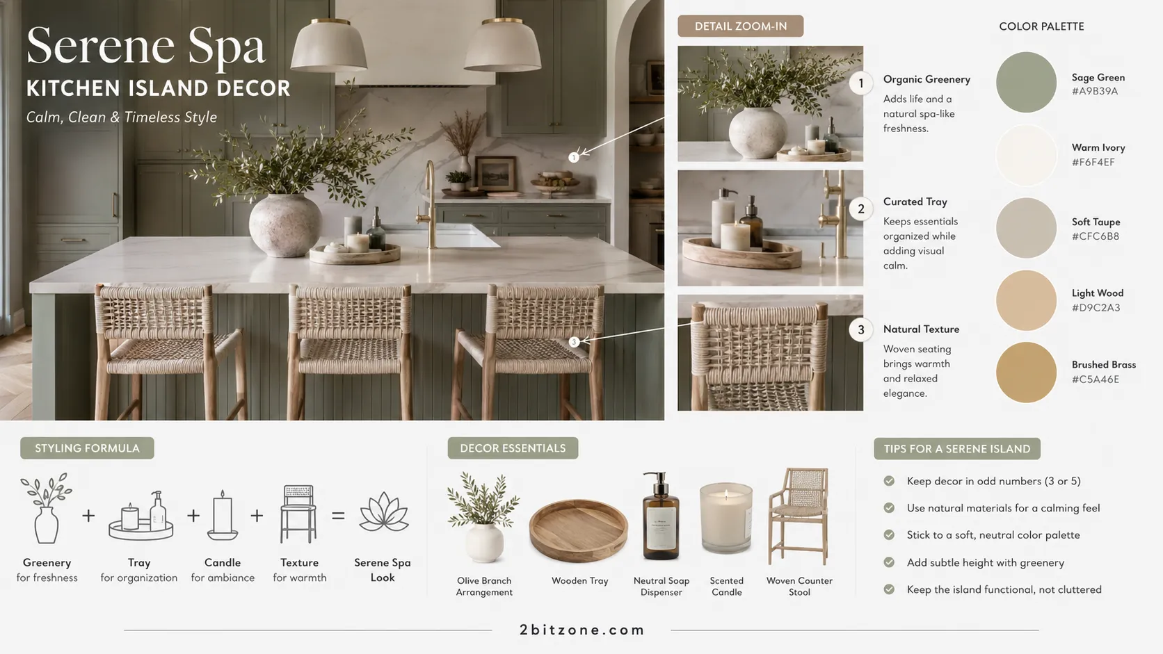 Serene Spa Kitchen Island Decor A