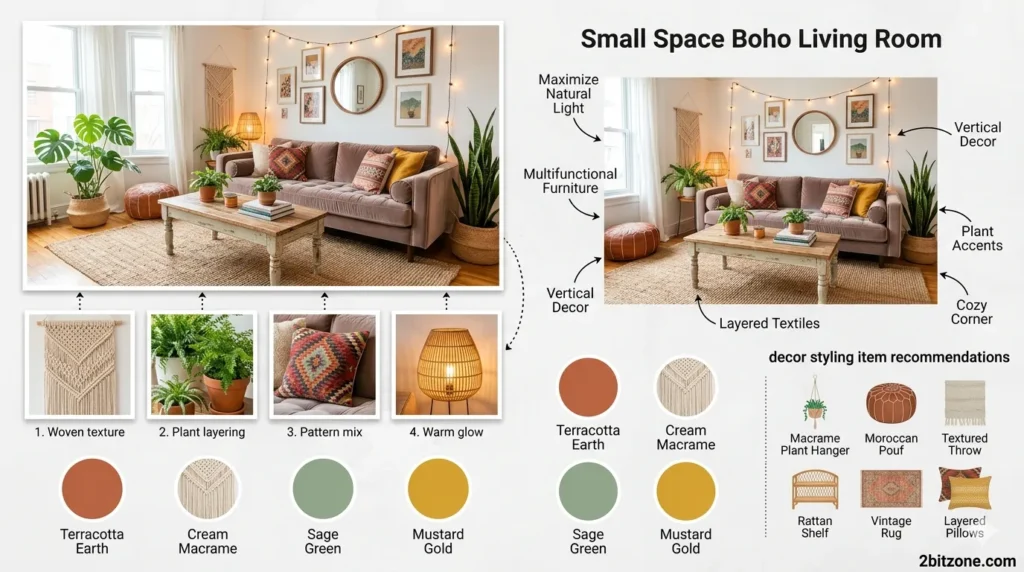 Small Space Boho Living Room