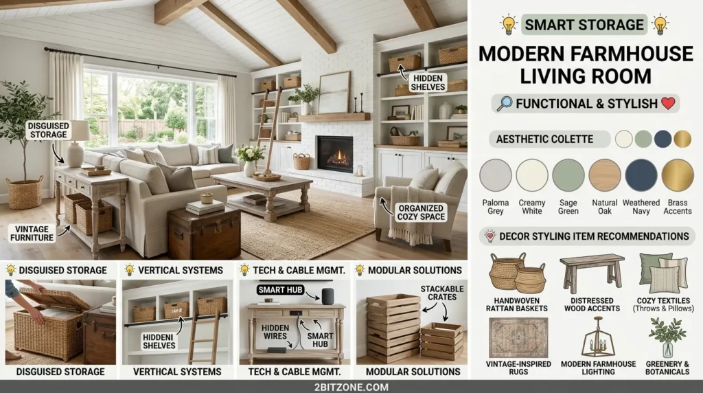 Smart Storage Modern Farmhouse Living Room