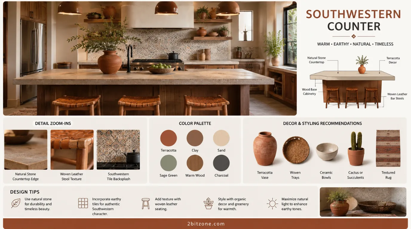 Southwestern Counter Kitchen Counter Decor