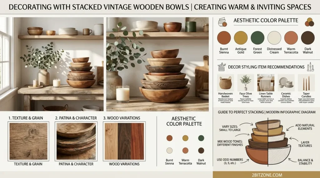 Stacked Vintage Wooden Bowls