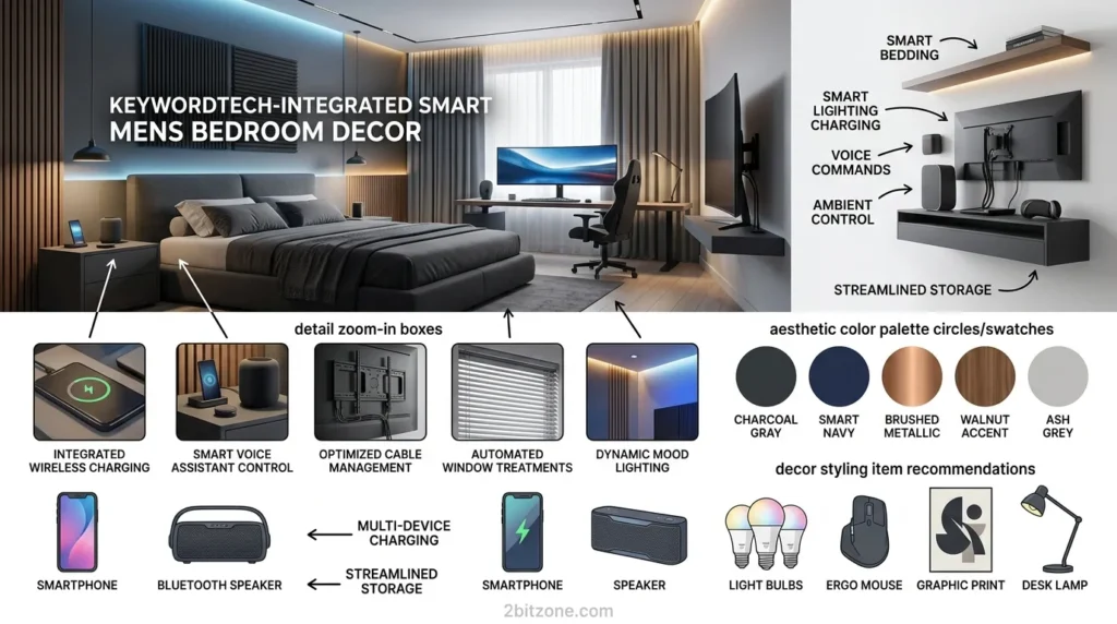 Tech Integrated Smart Mens Bedroom Decor