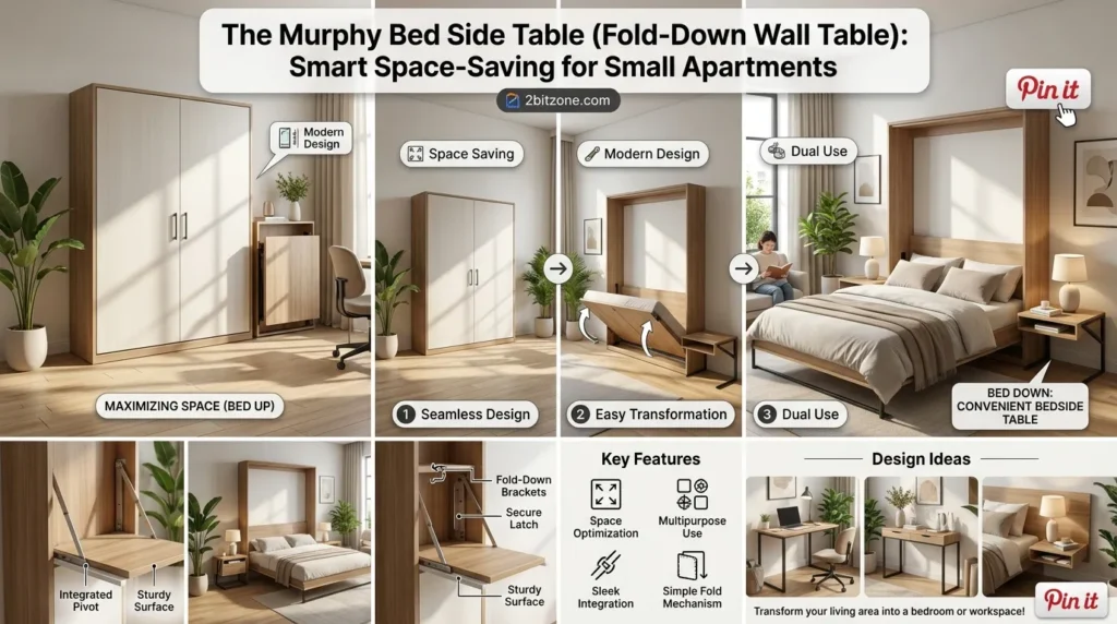 The Murphy Bed Side Table Fold Down Wall Table