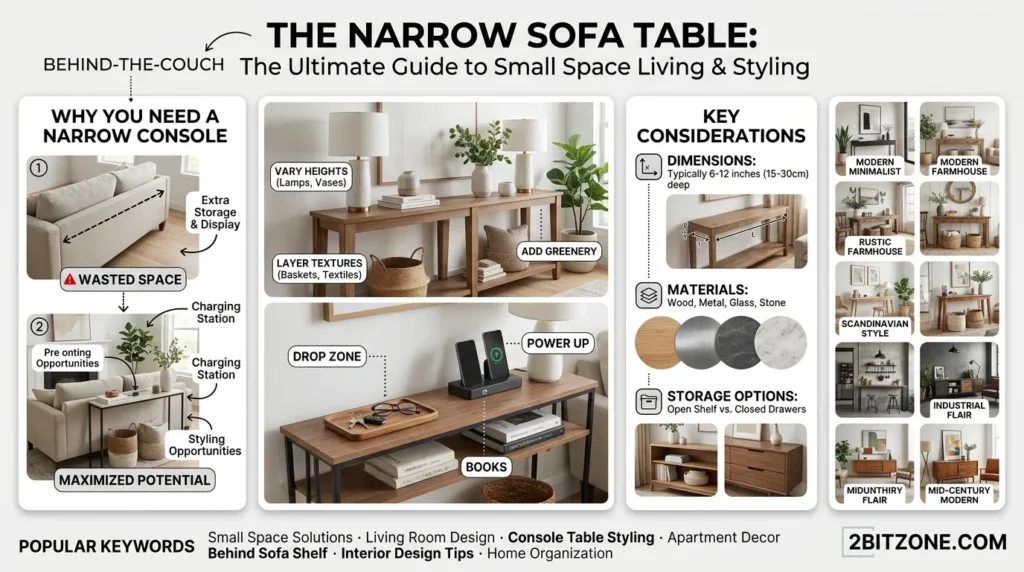 The Narrow Sofa Table Behind The Couch