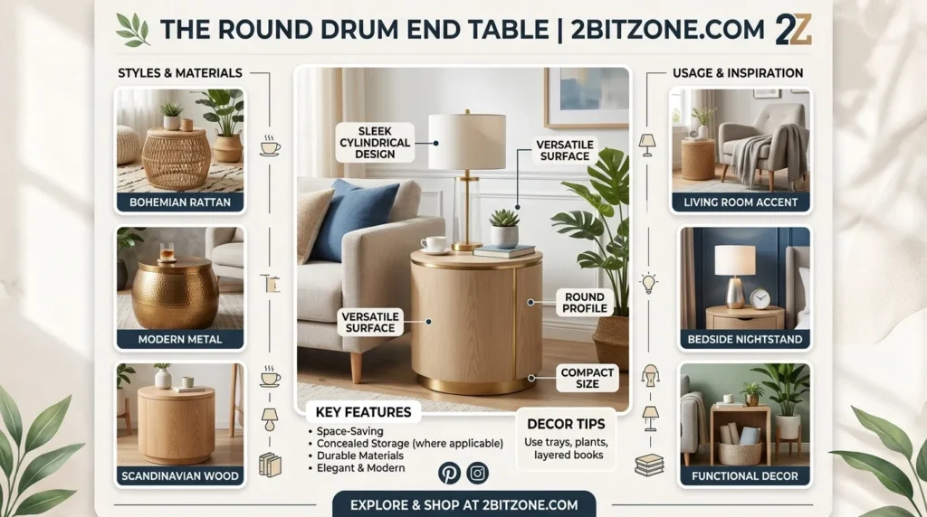 The Round Drum End Table