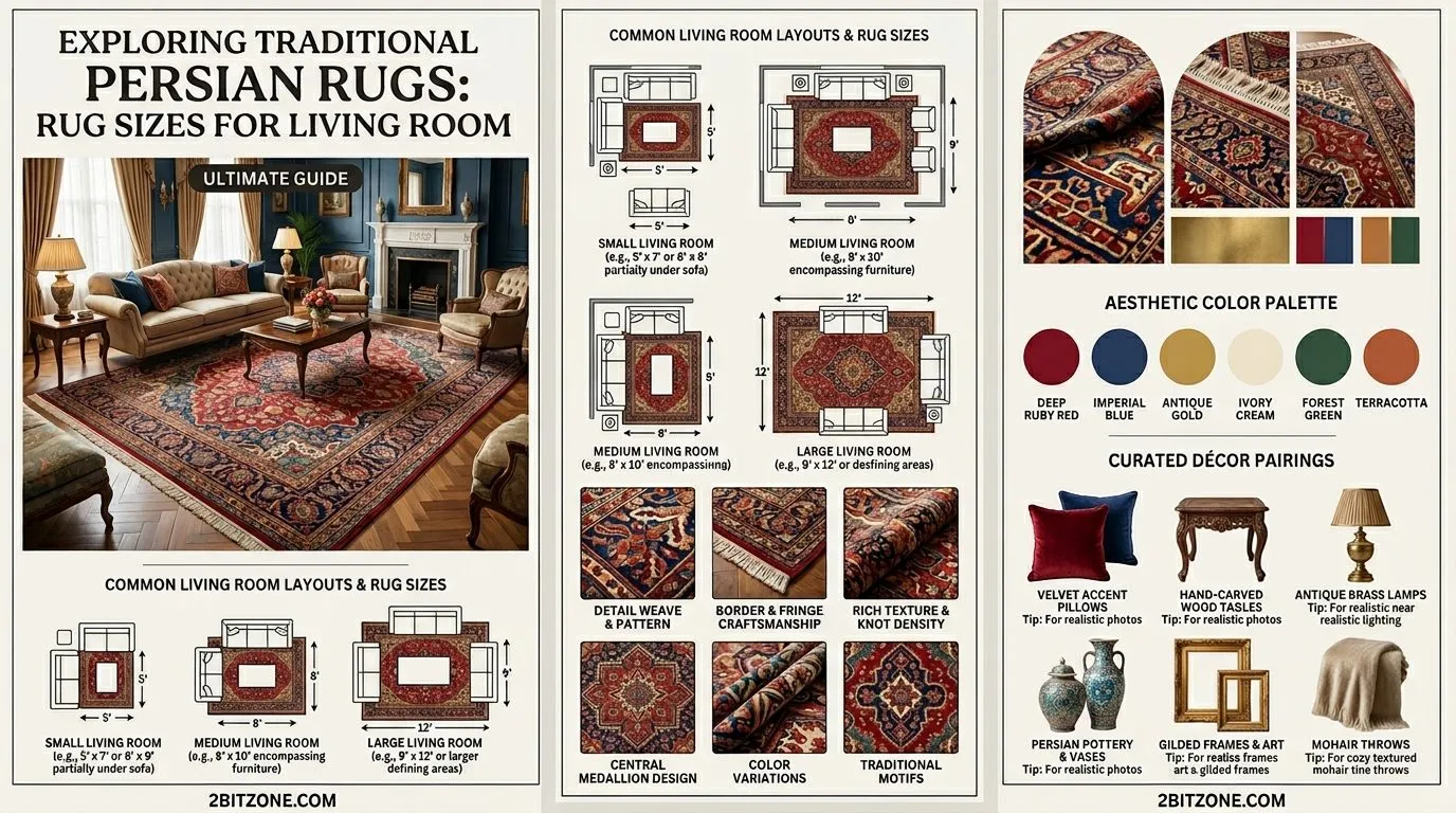 Traditional Persian Rug Sizes For Living Room