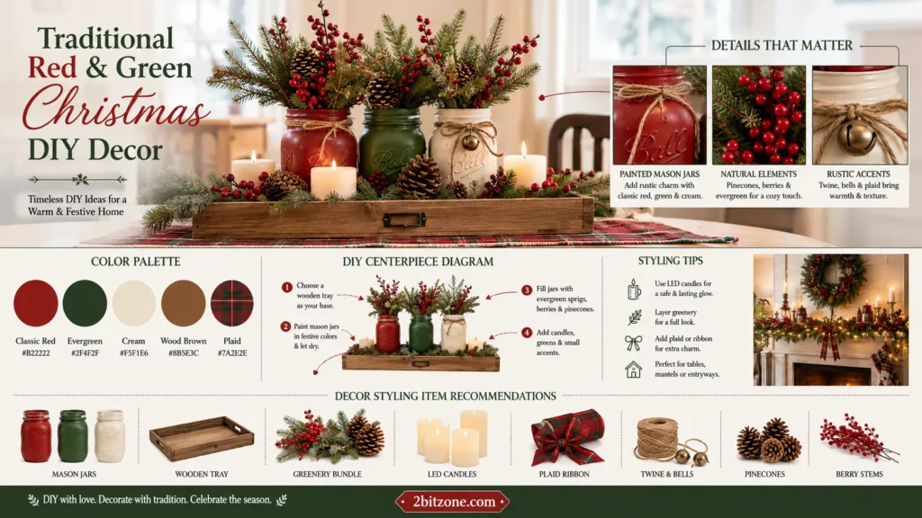 Traditional Red Green Christmas Diy Decor
