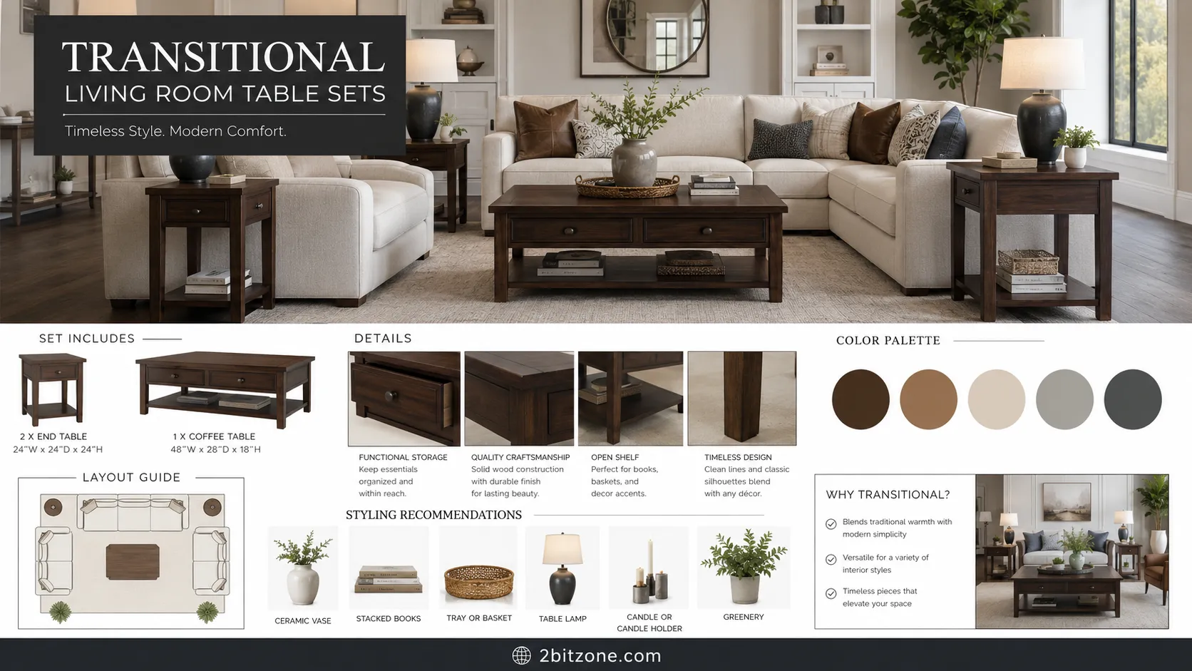 Transitional Living Room Table Sets Living Room Table Sets