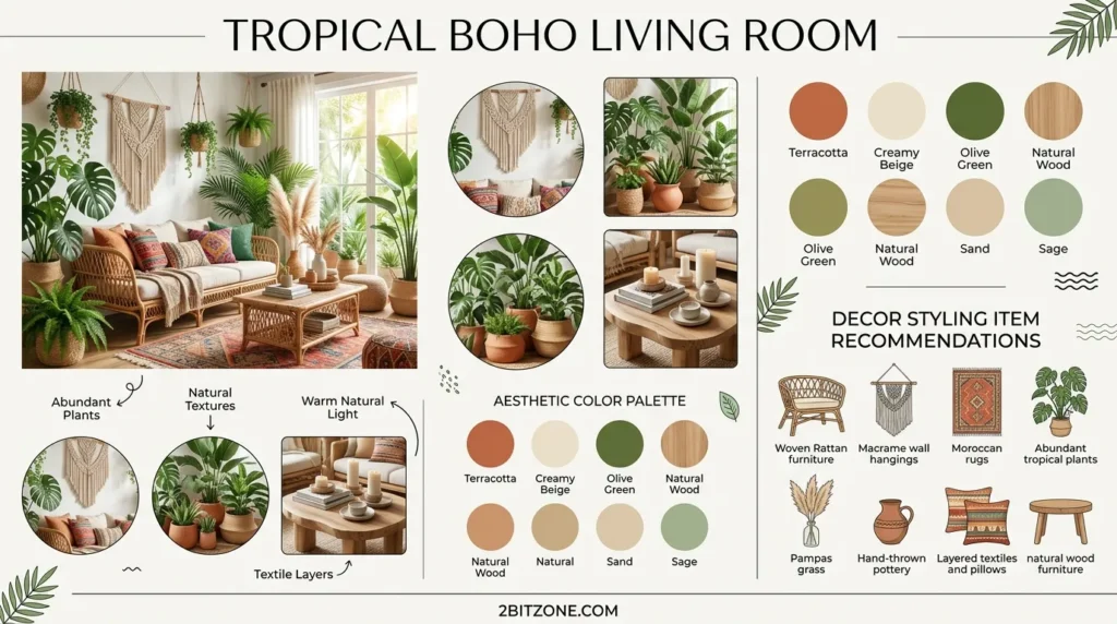 Tropical Boho Living Room
