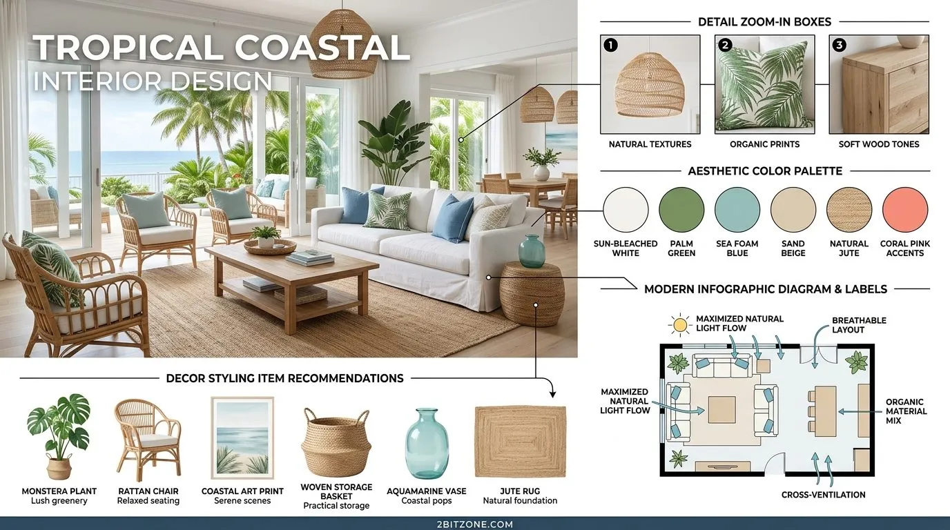 Tropical Coastal Coastal Living Room