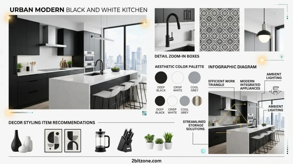 Urban Modern Black And White Kitchen