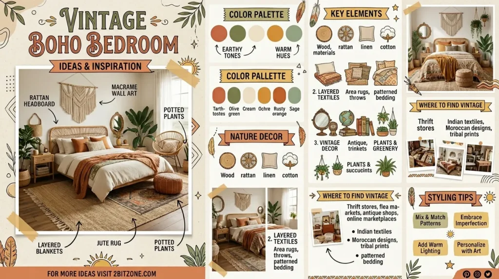 Vintage Boho Bedroom boho bedroom decor