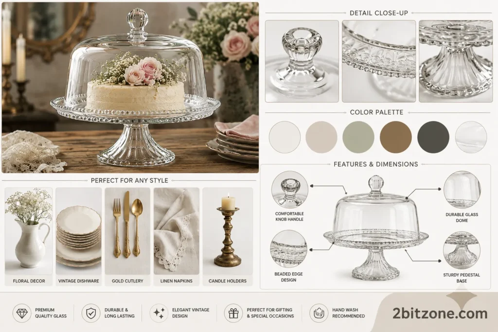 Vintage Glass Cake Stand With Dome 3