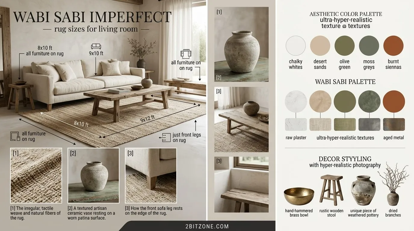 Wabi Sabi Imperfect Rug Sizes For Living Room
