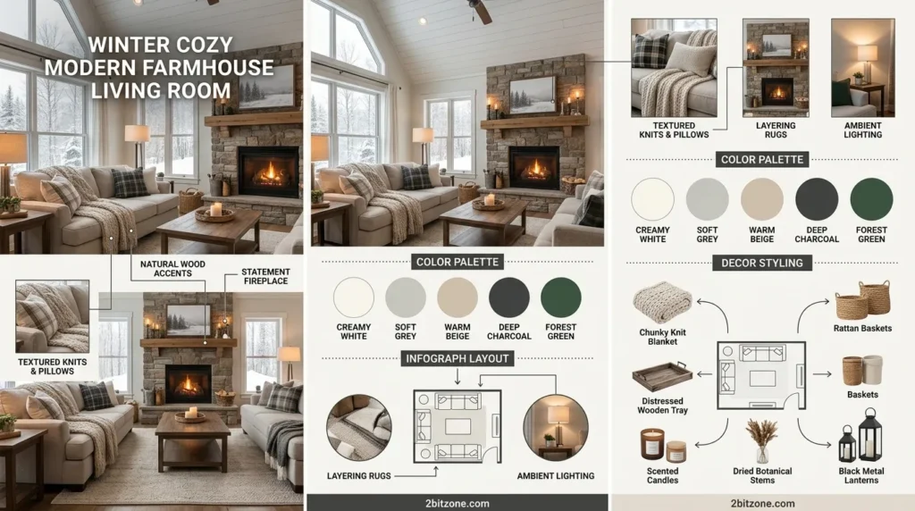 Winter Cozy Modern Farmhouse Living Room 2